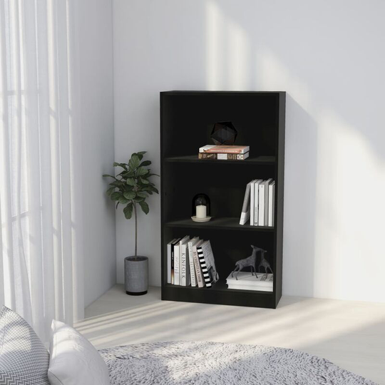 Devenirriche - 3-Tier Book Cabinet Black 60x24x108 cm Chipboard - Black