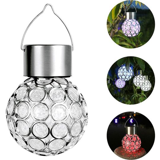 Aougo - Hanging Solar Light Ball Waterproof led Seven Colors Changing Slide Light Intelligent Light Control Hollow Ball Light Suitable for Lawn