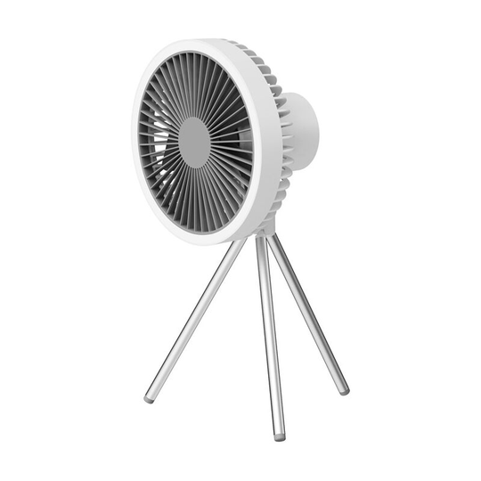7 inch Fan Lamp 3 Speed Household Tripod Desktop 10000mAh led Lighting usb Wireless Use Outdoor Portable Small Ceiling Fan Emergency Power,White