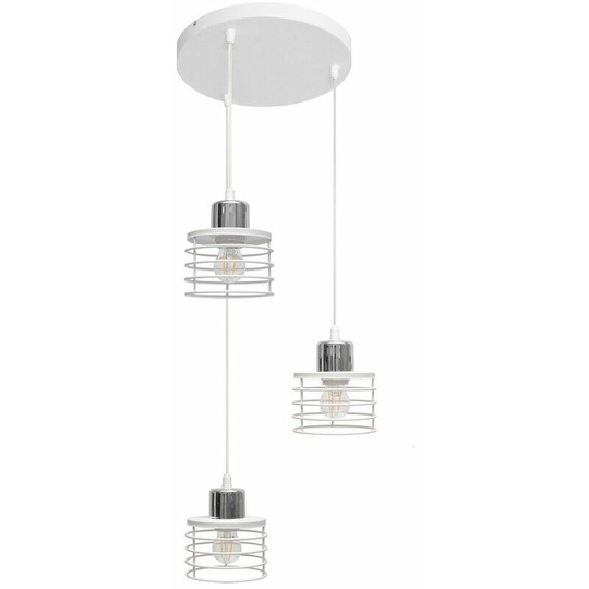 Helam Edison Cluster Pendant Ceiling Light White, Chrome 38cm