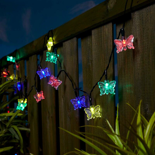 5m Solar Power Multi Colour Butterfly led Fairy String Lights | Outdoor Garden - Multi Colour