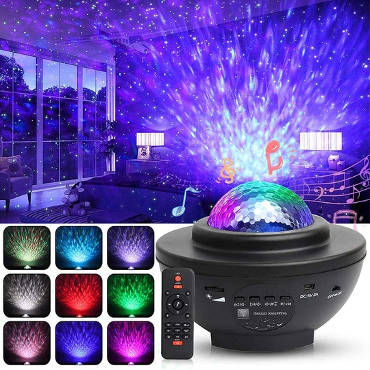 Thsinde - Projector lamp adult bedroom home decoration, laser light starry sky projector lamp mood light music bluetooth usb sky star flame water