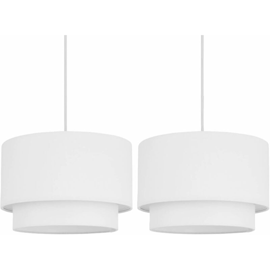 Pair of White 2 Tier Ceiling Light Shades - White cotton