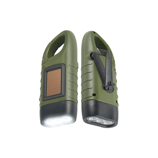 Solar Flashlight 2 Pack Solar LED Torch & Crank Flashlight Rechargeable Outdoor Activity Emergency Light - Green