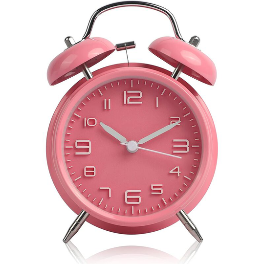 Inches Classic Double Bell Alarm Clock, Silent Vintage No-Tick Alarm Clock with Night Light, Retro Design Bedroom Alarm Clock for Heavy Sleepers,