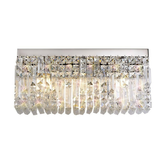 Luminosa Lighting - 50x24cm Rectangular Large Wall Lamp, 3 Light E14, Polished Chrome, Crystal