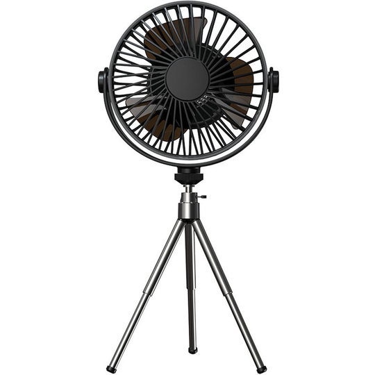 Outdoor Tripod Fan usb Rechargeable Camping Desk Fan Portable Ceiling Fan with 3 Speeds Adjustable - Black&2000mAh