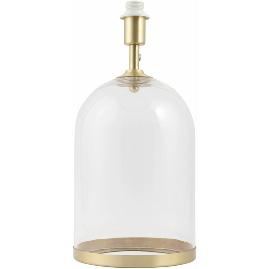 First Choice Lighting - Large Satin Brass and Glass Cloche Table Lamp Base - Clear glass with satin brass plate detail