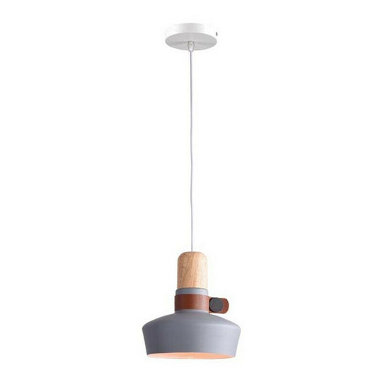 Larissa Ialysos Dome Ceiling Pendant Light 1x E27 Grey Wood Leather