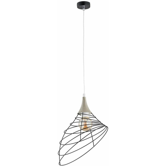 Keter Ben Wire Frame Pendant Ceiling Light Black, Wood, 29cm, 1x E27