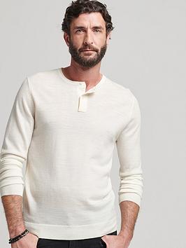 Superdry Studios Merino Wool Jumper - Cream, Cream, Size S, Men