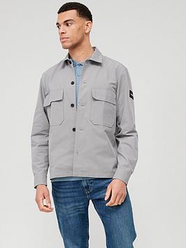 Calvin Klein Cotton Nylon Overshirt - Light Grey, Light Grey, Size Xl, Men