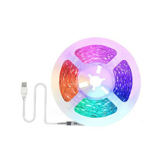 Aougo - 2M led Strip, rgb led 5050 Multicolor Self-adhesive Light with Remote Control, 16 Colors and 4 Modes Behind tv led Lighting Decoration for