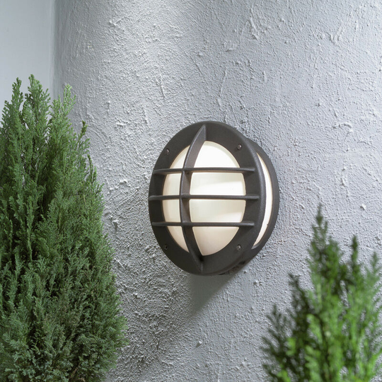 Konstsmide Oden Outdoor Classic Bulkhead Matt Black Wall Light, IP23
