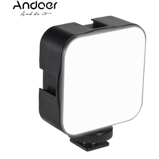Andoer - Mini led Video Light Photography Fill-in Lamp 6500K Dimmable 5W with Cold Shoe Mount Adapter for Canon Nikon Sony dslr Camera