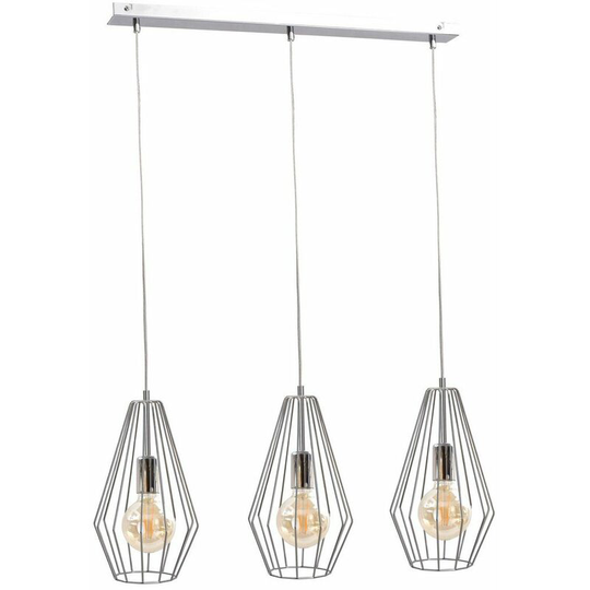 Keter Lex Bar Pendant Ceiling Light Silver, 60cm, 3x E27