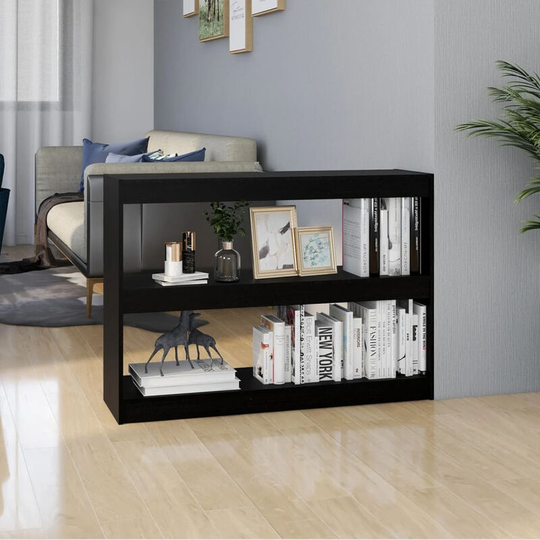 Asupermall - Book Cabinet Room Divider Black 100x30x71.5 cm Pinewood