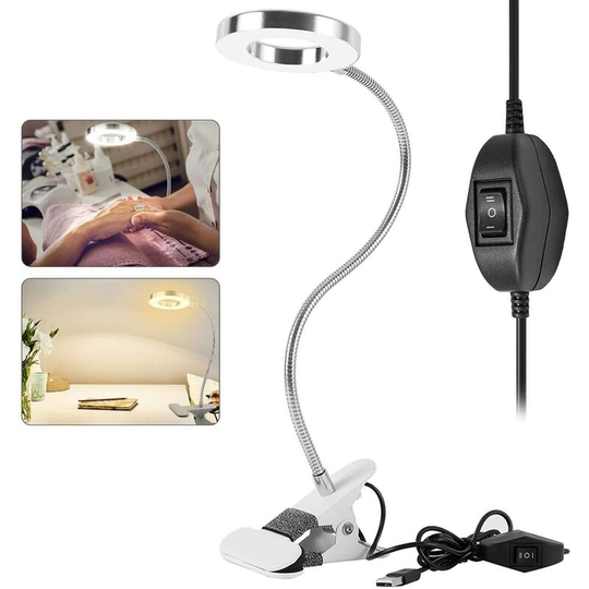 Aougo - Desk Lamp 48 led usb Clamp Lamp Work Lights Eye Protection 8W led Reading Lamp with Clip Cool and Warm White Light