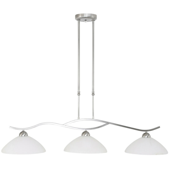 Sienna Capric Straight Bar Pendant Ceiling Light Steel Brushed, Glass Opal Matt