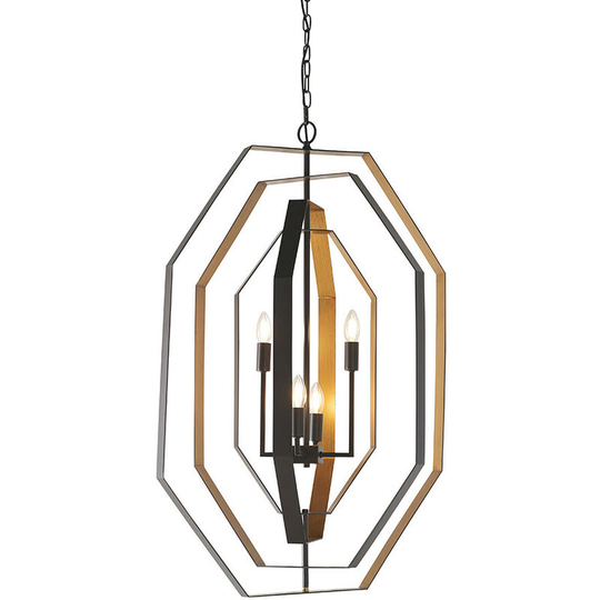 Merano Lighting - Merano Macerata 4 Light Ceiling Pendant Aged Bronze Effect & Antique Gold Paint