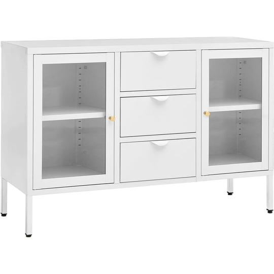 Sideboard White 105x35x70 cm Steel and Tempered Glass Vidaxl White