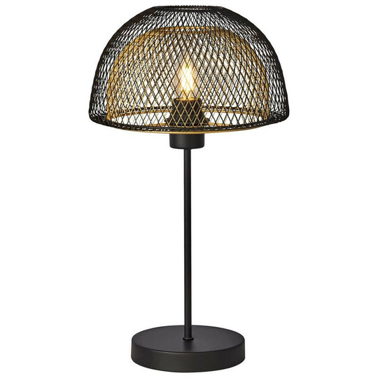 Searchlight Lighting - Searchlight Honeycomb 1 Light Double Layered Mesh Table Lamp - Black Outer With Gold Inner