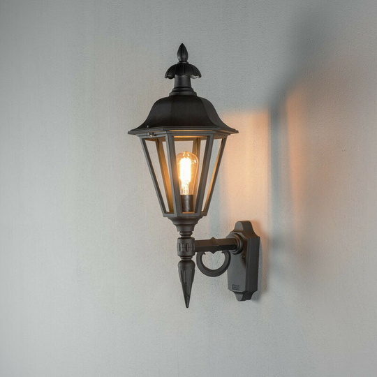 Konstsmide Pallas Outdoor Classic Large Lantern Up Wall Light - Matt Black, IP23