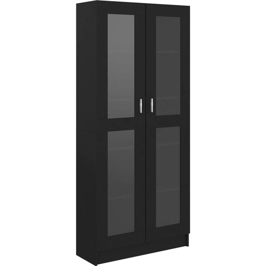 Vitrine Cabinet Black 82.5x30.5x185.5 cm Engineered Wood Vidaxl Black