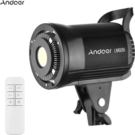 Andoer LM60Bi Portable LED Photography Fill Light 60W Studio Video Light 2700K-5700K Dimmable Bowens Mount Continuous Light with Remote Control for
