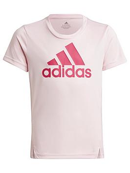 adidas Designed 2 Move Girls Big Logo T-Shirt - Light Pink, Light Pink, Size 13-14 Years, Women