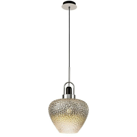 Ceiling Dome Pendant, 1 x E27, Black Smoke & Clear, Polished Chrome - Luminosa Lighting