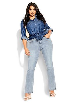 City Chic Harley Bootleg Regular Jean - Light Denim Blue, Light Denim, Size 16, Women