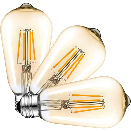 Aougo - Dimmable led Edison Light Bulb, 6W 600lm Vintage led Filament Light Bulb E27 Edison Screw Lamp 2500-2700K Warm White, 6W Incandescent