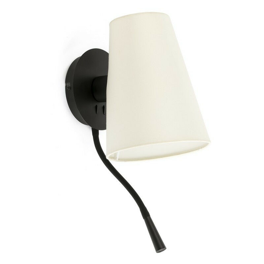 Wall lamp with reading light Lupe Steel body, steel shade 42 Cm