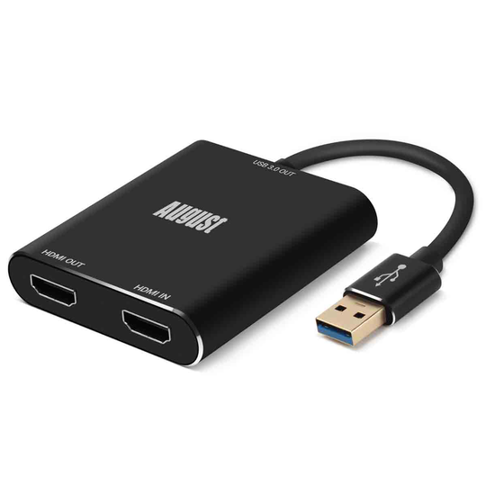 August Usb 3.0 Hdmi Video Capture Adaptor - Full Hd 1080P 60Fps - Capture Record And Stream Ps4 Xbox One And Nintendo Switch For Pc Mac & Linux