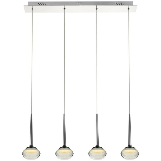 Spring Contemporary led Bar Pendant Ceiling 4 Ball Light Chrome, Glass 3000K