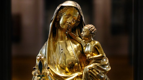 Gothic Church Artwork: Stained Glass and Sculpture