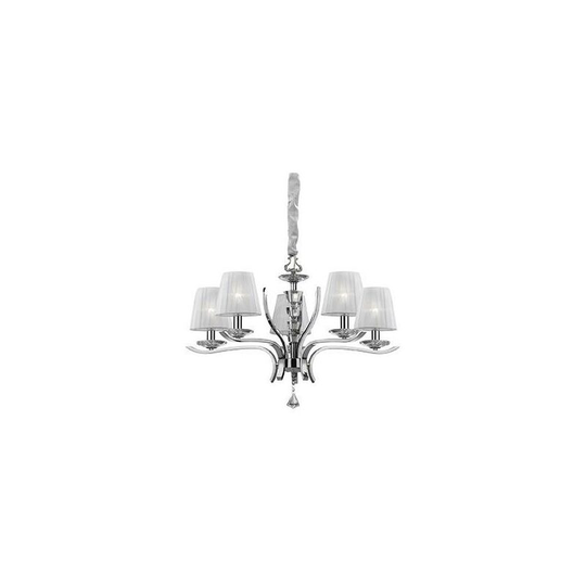 Ideal Lux Lighting - Ideal Lux Pegaso - 5 Light Crystal Multi Arm Chandelier Chrome, White Finish, E14