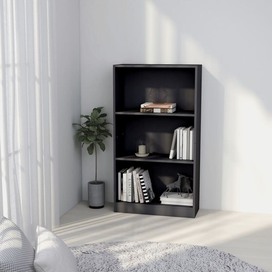 Devenirriche - 3-Tier Book Cabinet Grey 60x24x108 cm Chipboard - Grey