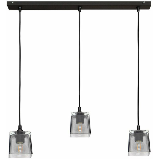 Helam Santos Straight Bar Pendant Ceiling Light Black, Smokey 60cm