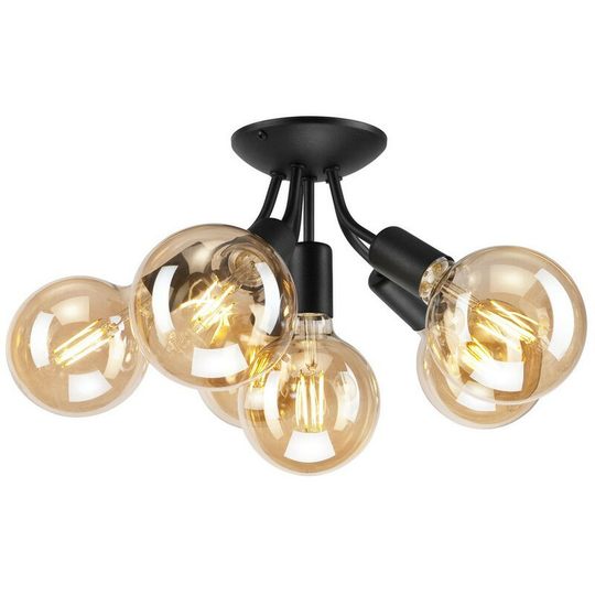 Viggo Multi Arm Semi Flush Ceiling Light Black, 6x E27