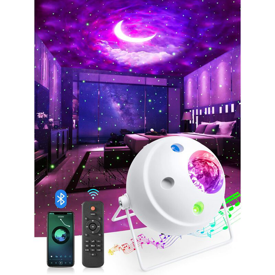 Bearsu - Sky Projector, Multiple Lighting Modes + 360 Rotating Night Light for Kids, Bluetooth Music Projector, Remote Control Planetarium Ceiling