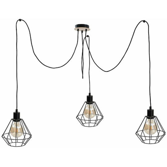 Keter Atwood Cluster Pendant Ceiling Light Black, Wood, 3x E27