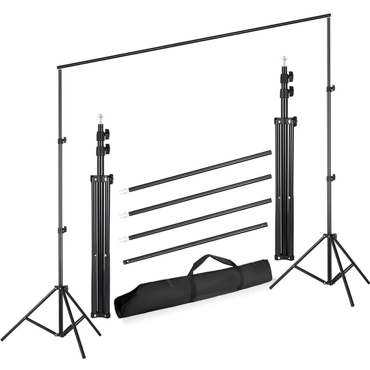 Femor - Photo Backdrop Stand Kit 2 x 3 m/6.5 x 9.8 ft, Adjustable Background Stand Professional Studio Background Support System with Carry Bag, for