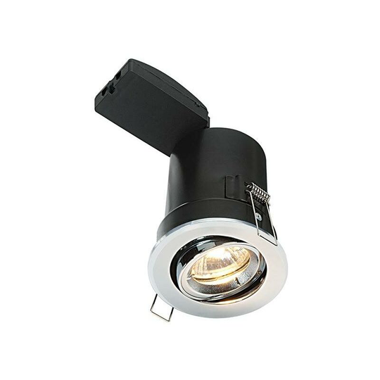 Saxby Lighting - Saxby Shieldplus Mv - Fire Rated 1 Light Recessed Tilt Downlight Chrome Plate, GU10