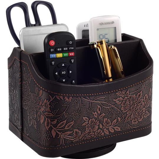 Benobby Kids - Rotating Remote Control Holder, Multimedia Organizers with 5 Compartments, Multifunctional pu Leather Desk Organizer, tv Storage Box