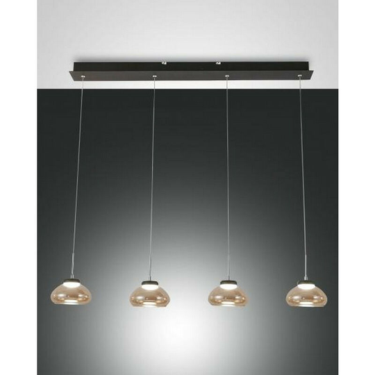 Fabas Luce Arabella led Straight Bar Pendant Ceiling Light Amber Glass