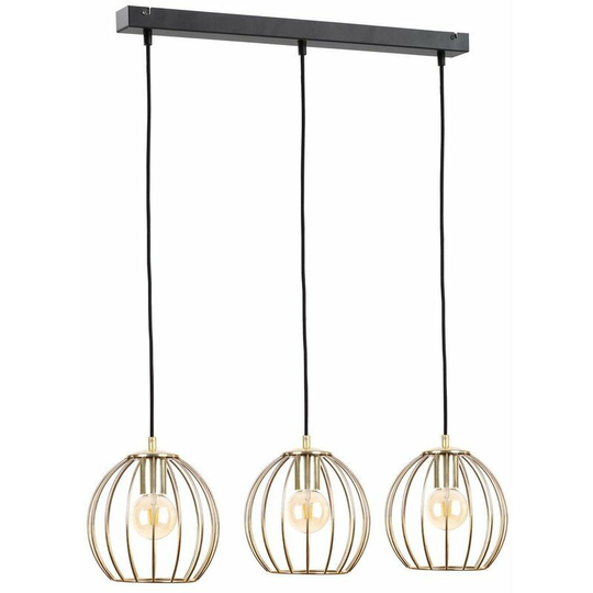 Keter Globe Bar Pendant Ceiling Light Black, Gold, 60cm, 3x E27