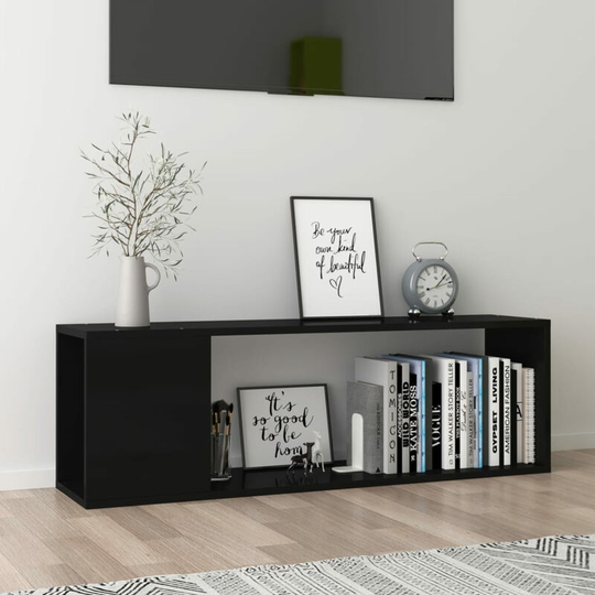 Asupermall - tv Cabinet High Gloss Black 100x24x32 cm Chipboard