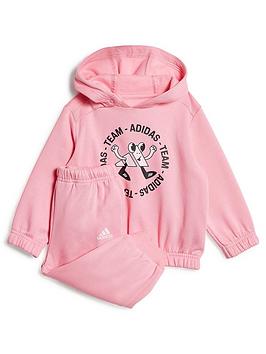 Adidas Favourites Toddler Girls Graphic Overhead Hoodie &Amp; Jogger Set - Light Pink